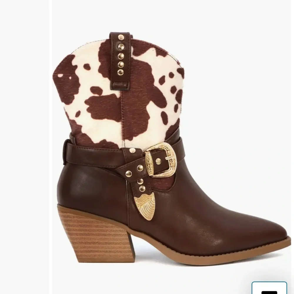 Seven7 Brown and Cream Ankle Booties Brand New In Box Size 8 - Picture 2 of 8